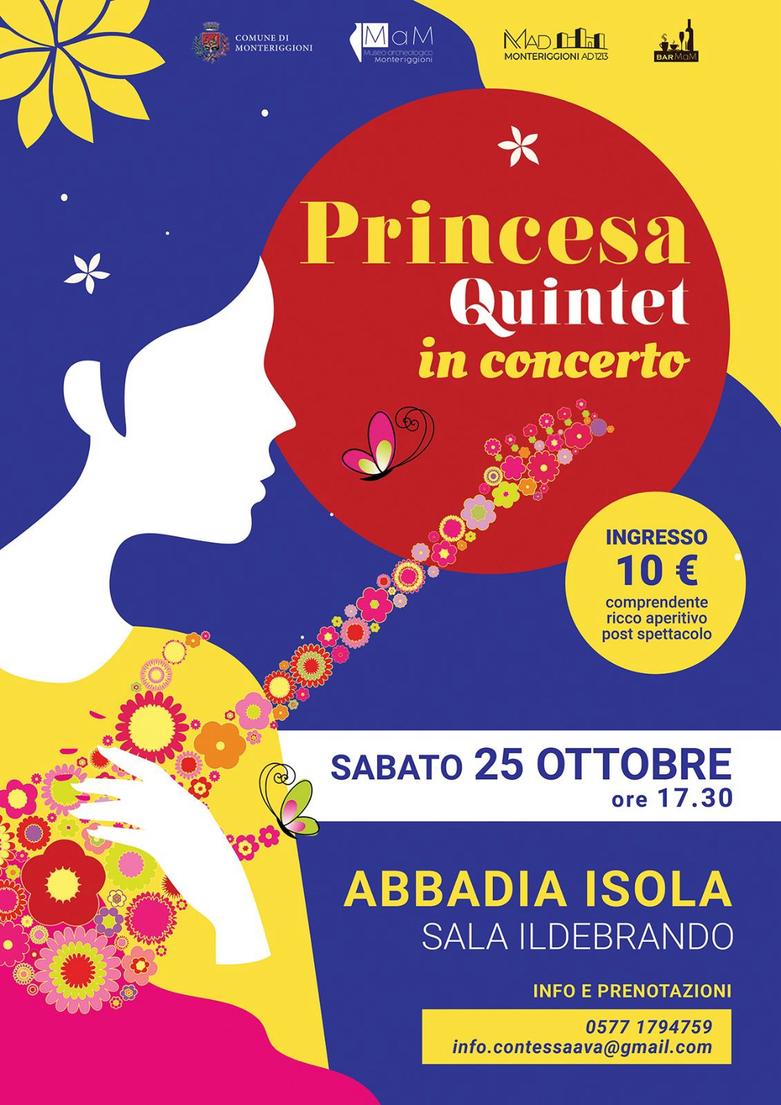 Locandina concerto Princesa quintet 25 ottobre 2025 Abbadia Isola