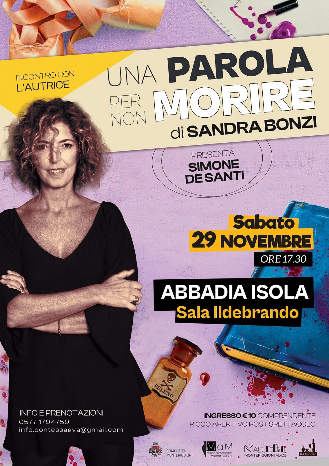Locandina presentazione libro di Sandra Bonzi 29 Novembre Abbadia Isola