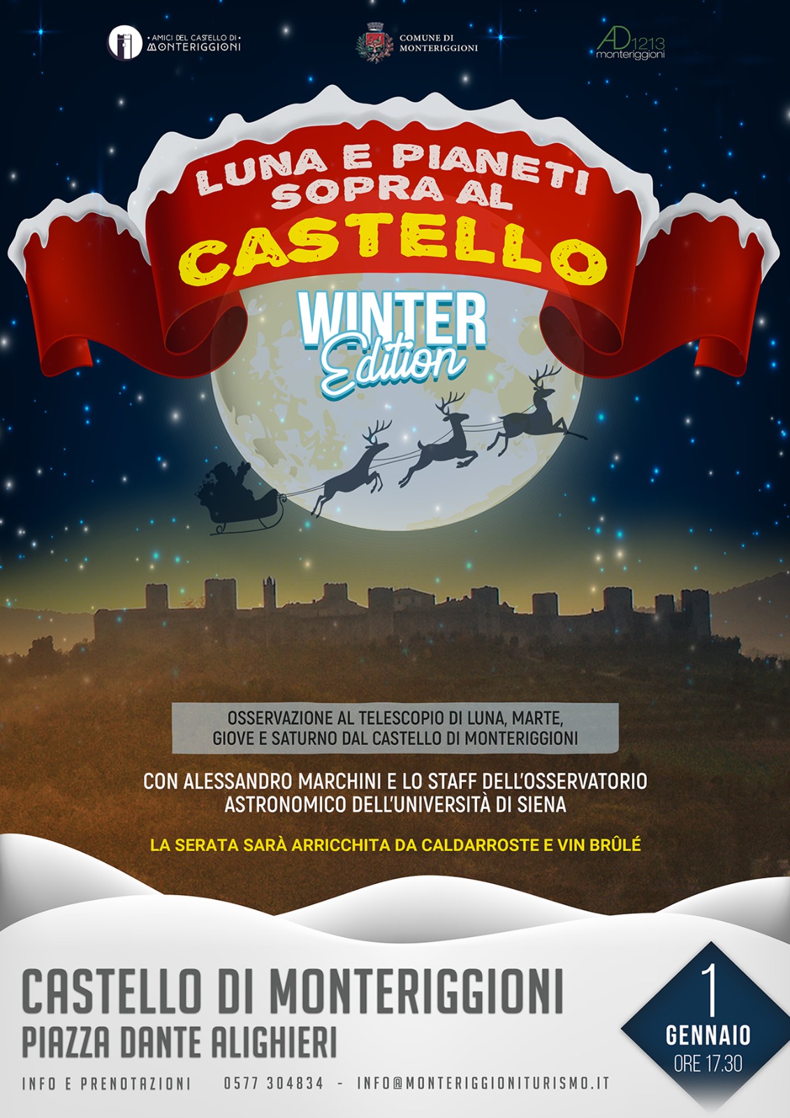 Luna e pianeti sopra al Castello. Winter Edition Comune di